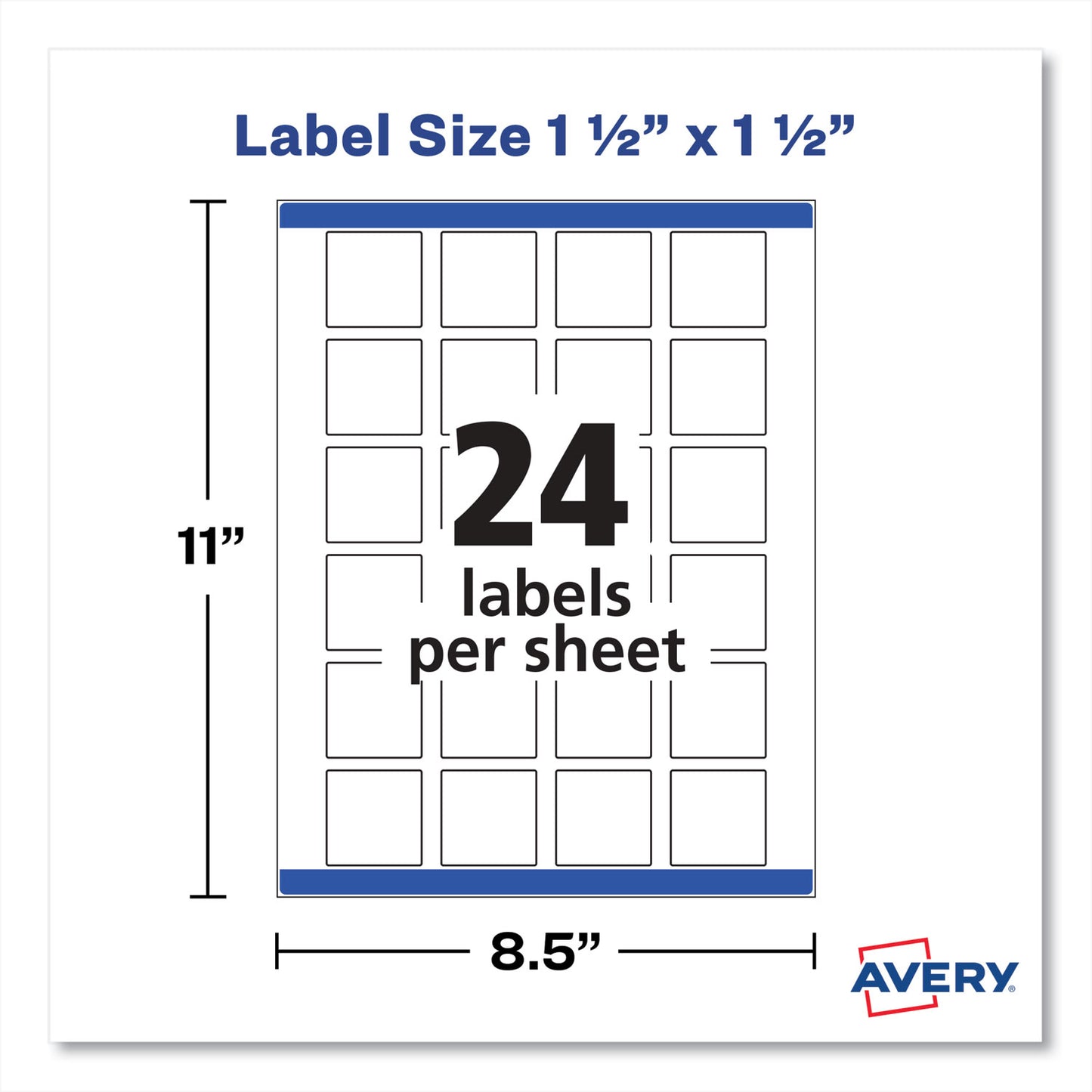 Avery Square Labels with Sure Feed and TrueBlock, 1.5 x 1.5, White, 600/Pack (22805)