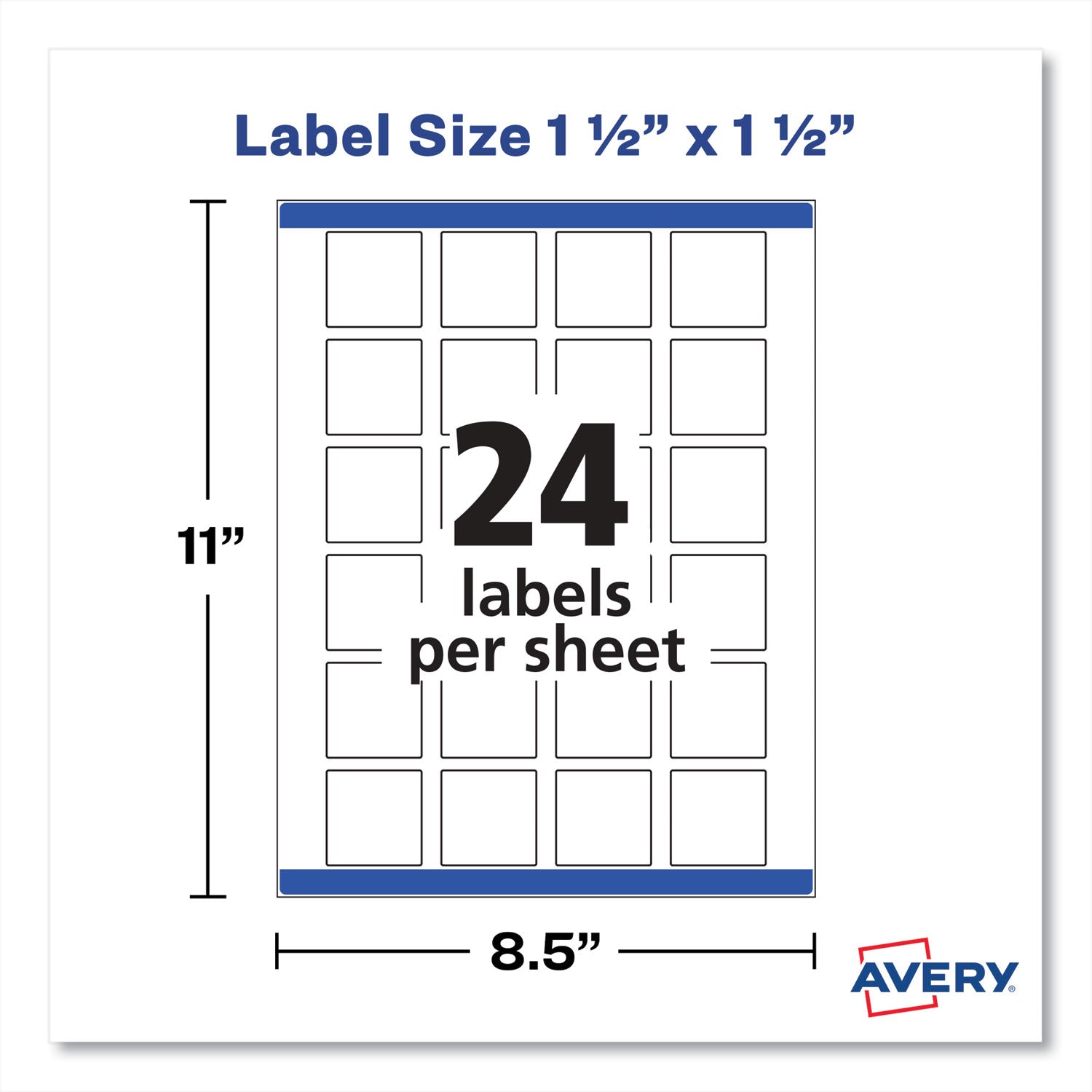 Avery Square Labels with Sure Feed and TrueBlock, 1.5 x 1.5, White, 600/Pack (22805)