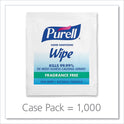 PURELL Premoistened Sanitizing Hand Wipes, Individually Wrapped, 5 x 7, Unscented, White, 1,000/Carton (90211M)