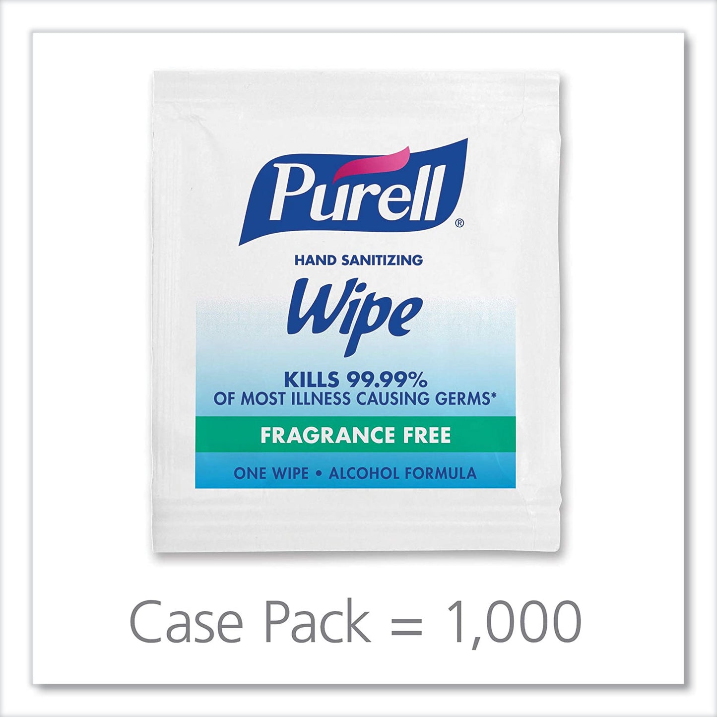 PURELL Premoistened Sanitizing Hand Wipes, Individually Wrapped, 5 x 7, Unscented, White, 1,000/Carton (90211M)