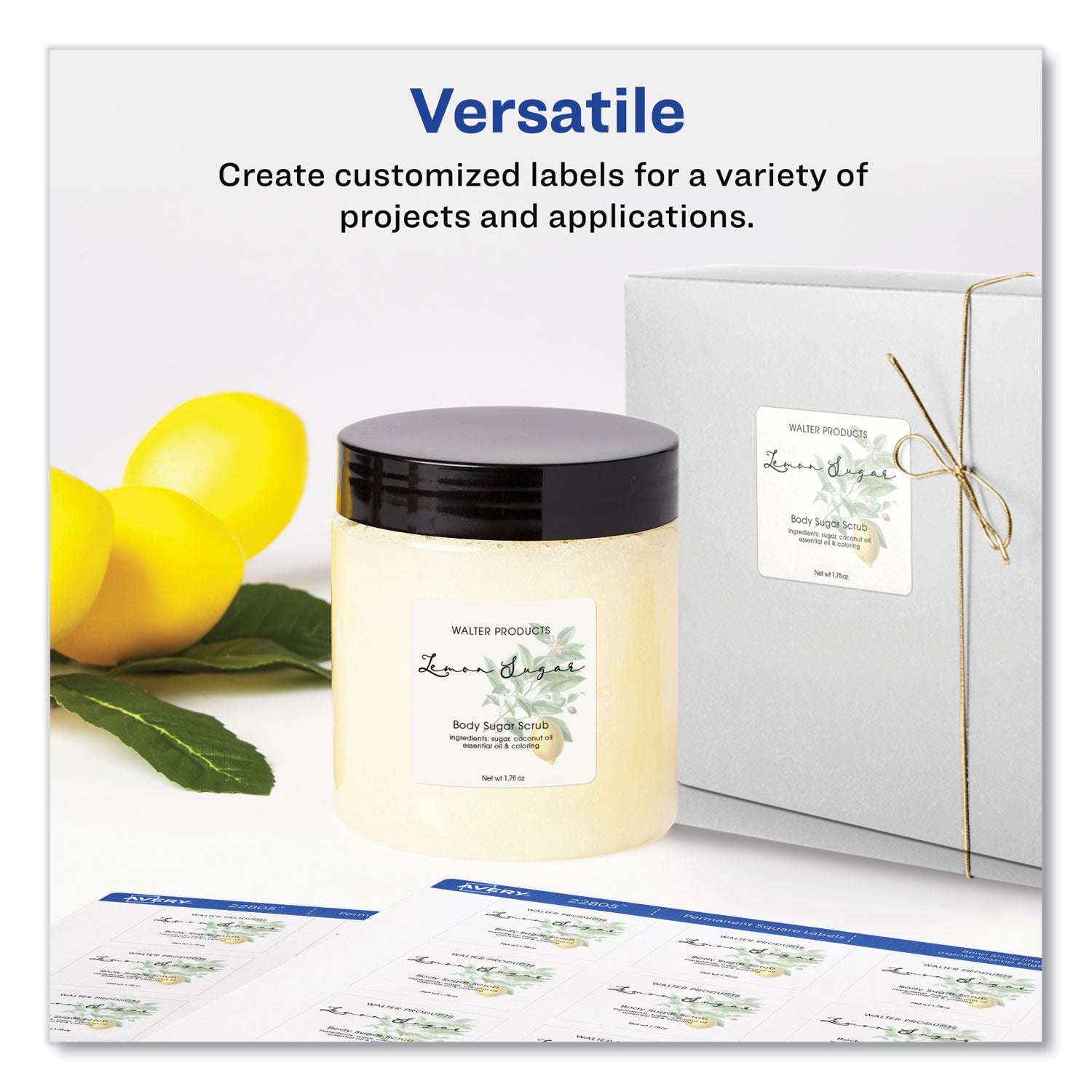 Avery Square Labels with Sure Feed and TrueBlock, 1.5 x 1.5, White, 600/Pack (22805)