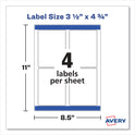 Avery Removable Print-to-the-Edge White Labels w/ Sure Feed, 3.5 x 4.75, 32/Pack (22827)