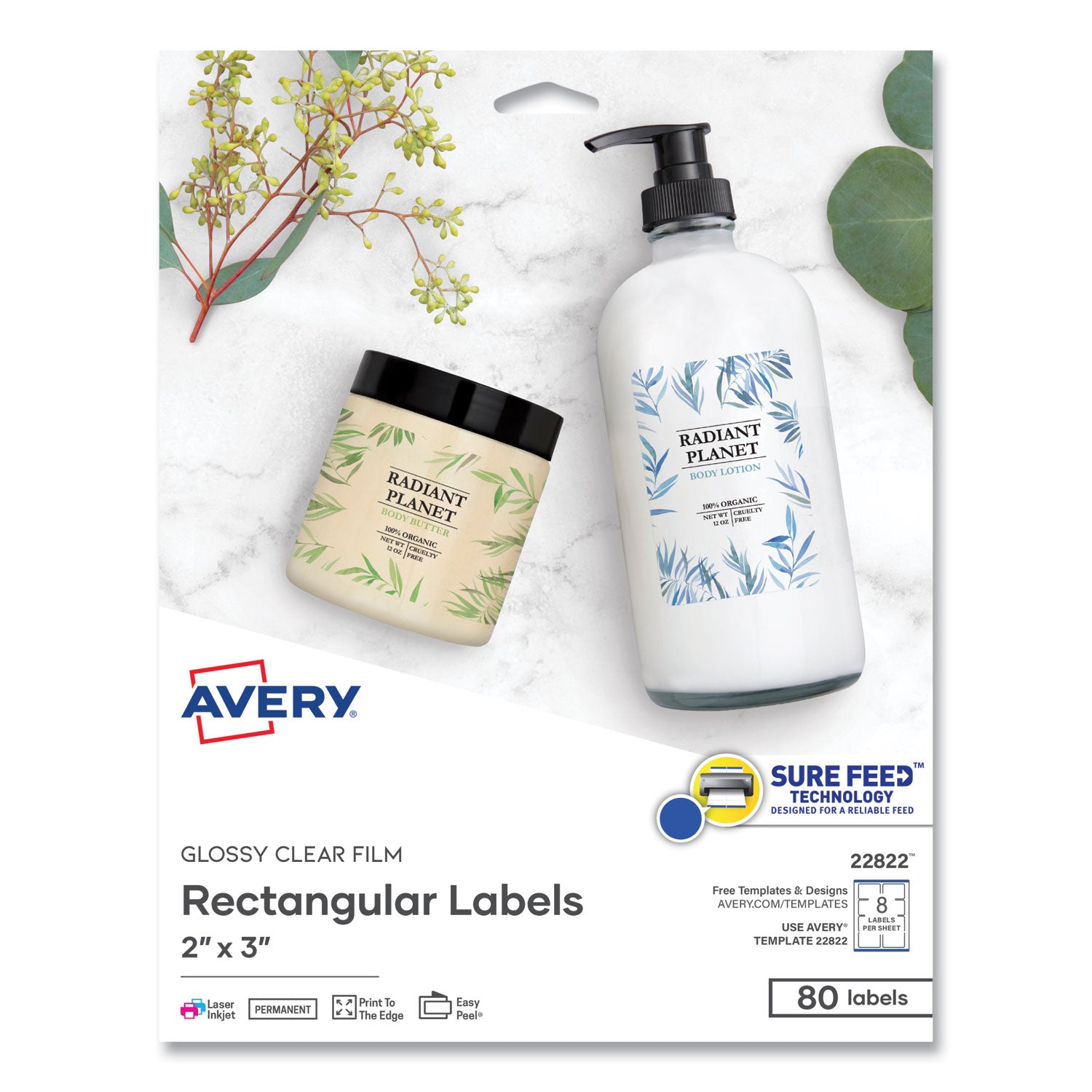 Avery 22822 Rectangle Print-to-the-Edge Labels