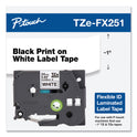 Brother TZe Flexible Tape Cartridge for P-Touch Labelers, 0.94" x 26.2 ft, Black on White (TZEFX251)