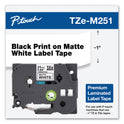 Brother TZe Premium Laminated Tape, 0.94" x 26.2 ft, Black on White (TZEM251)