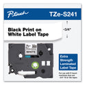 Brother TZe Extra-Strength Adhesive Laminated Labeling Tape, 0.7" x 26.2 ft, Black on White (TZES241)