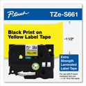 Brother TZ Extra-Strength Adhesive Laminated Labeling Tape, 1.4" x 26.2 ft, Black on Yellow (TZES661)