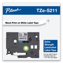 Brother TZe Extra-Strength Adhesive Laminated Labeling Tape, 0.23" x 26.2 ft, Black on White (TZES211)