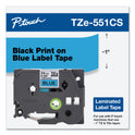 Brother TZe Laminated Removable Label Tapes, 0.94" x 26.2 ft, Black on Blue (TZE551CS)