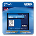 Brother TZe Laminated Removable Label Tapes, 0.47" x 26.2 ft, White on Blue (TZE535CS)