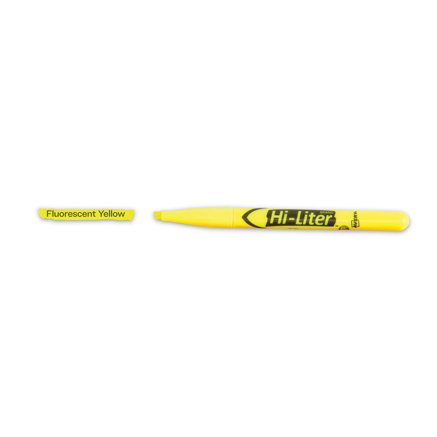Avery HI-LITER Pen-Style Highlighters, Fluorescent Yellow Ink, Chisel Tip, Yellow/Black Barrel, Dozen (23591)