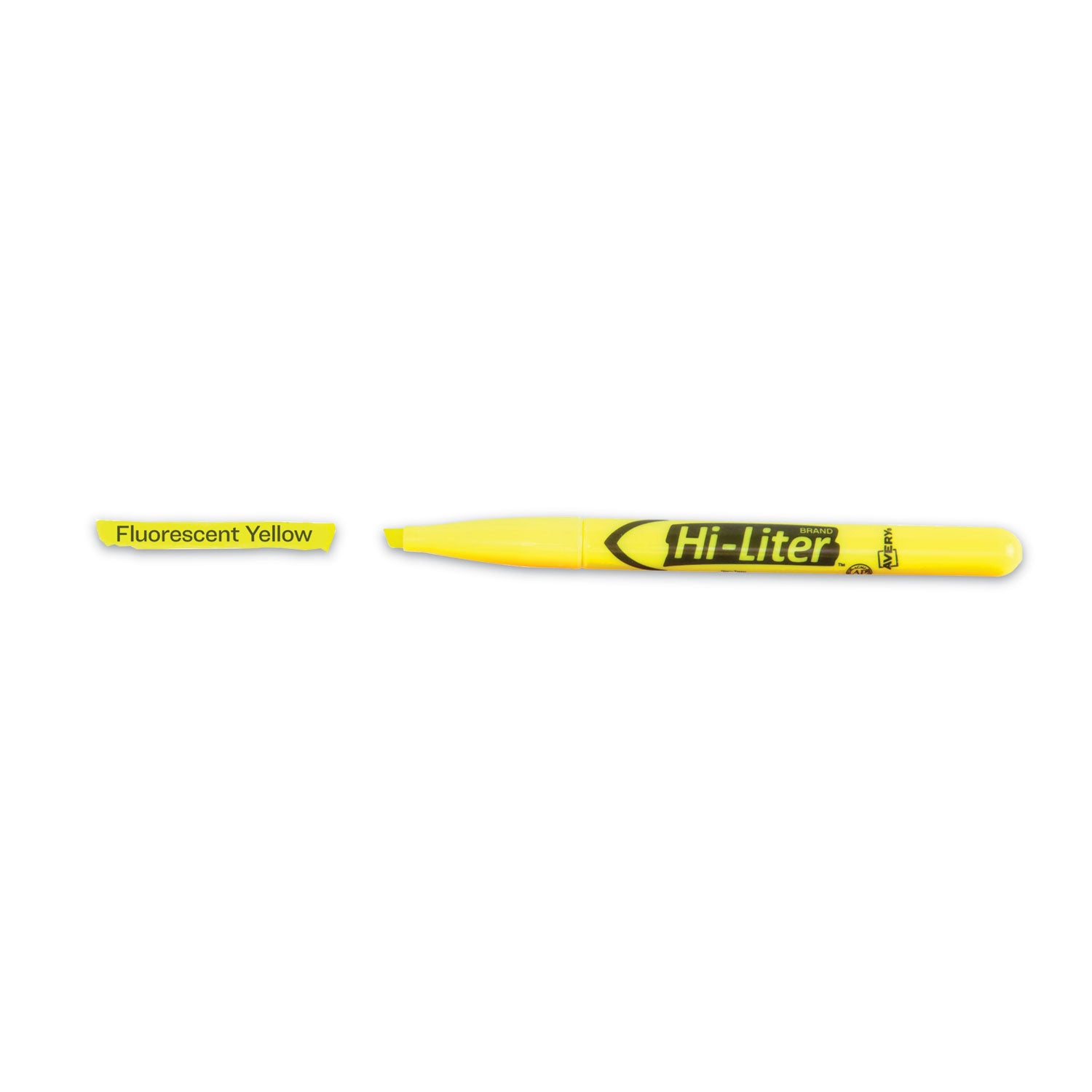 Avery HI-LITER Pen-Style Highlighters, Fluorescent Yellow Ink, Chisel Tip, Yellow/Black Barrel, Dozen (23591)