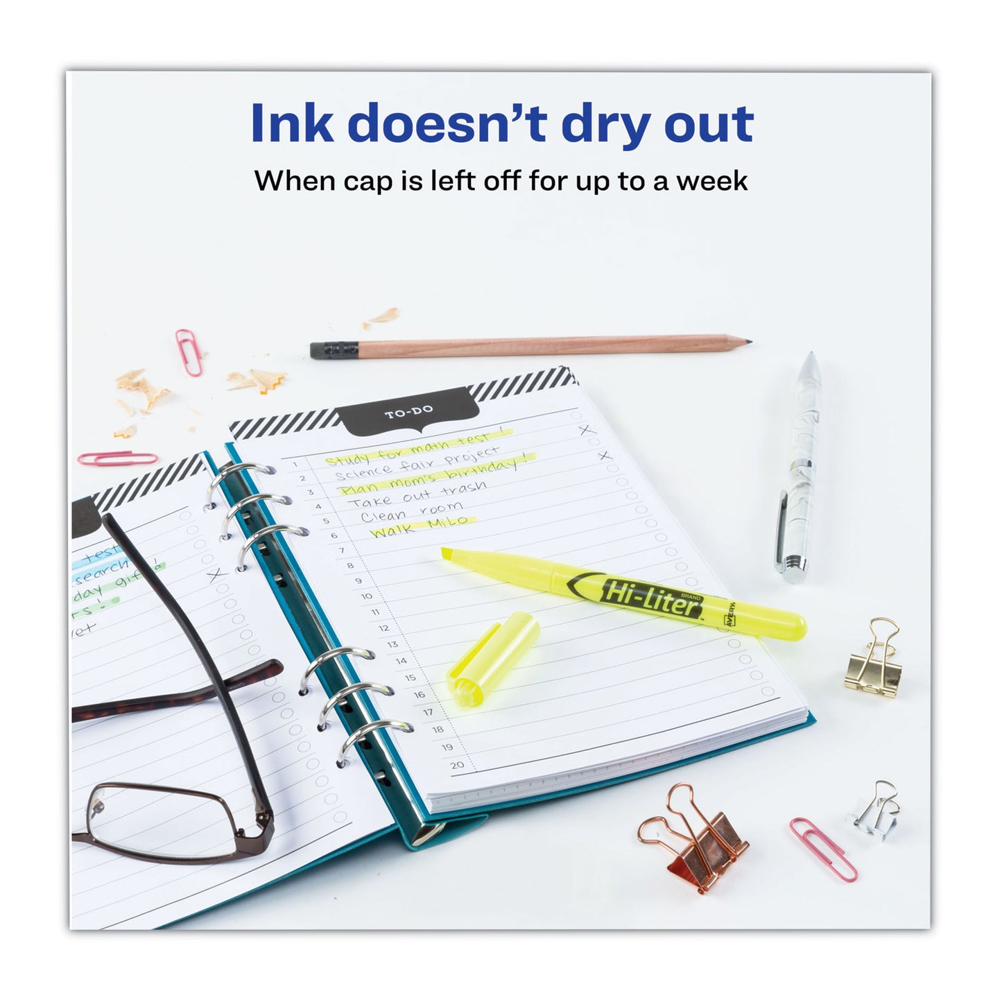 Avery HI-LITER Pen-Style Highlighters, Fluorescent Yellow Ink, Chisel Tip, Yellow/Black Barrel, Dozen (23591)