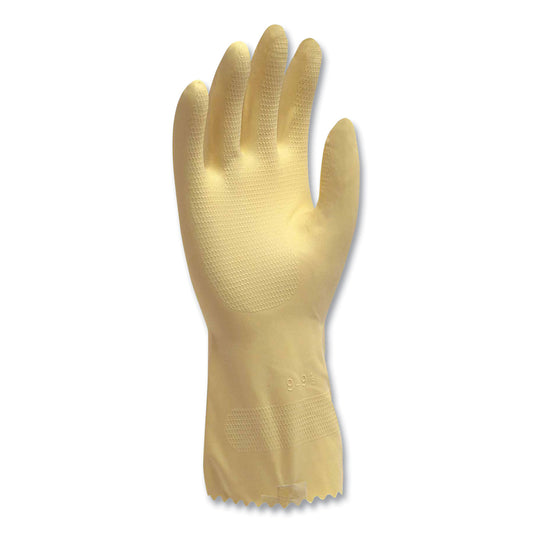 AMBITEX Pro L6500 Series Flock-Lined Latex Gloves, 12" Long, 15 mil, Medium, Yellow, 12 Pairs (LMD6500)