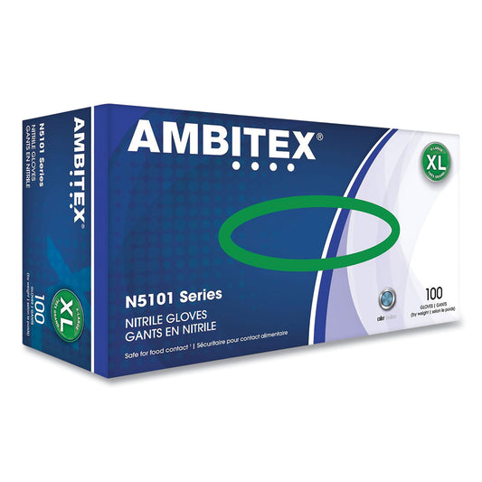 AMBITEX N5101 Series Powdered Nitrile Gloves, X-Large, Blue, 100/Box (NXL5101)