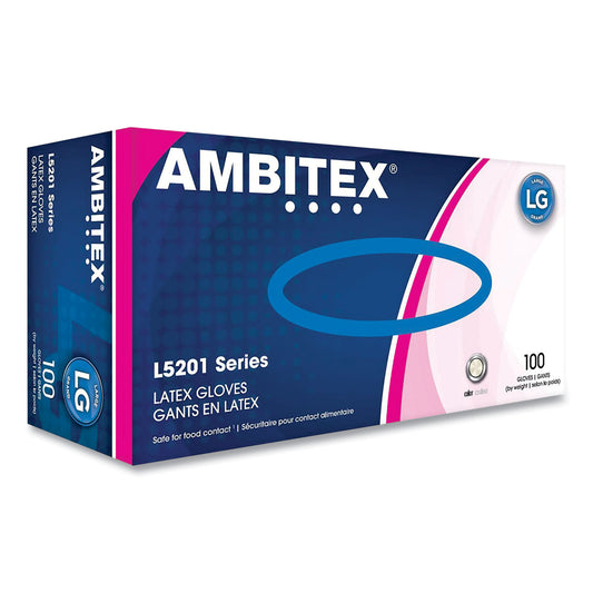 AMBITEX L5201 Series Powder-Free Latex Gloves, 4 mil, Large, Cream, 100/Box (LLG5201)