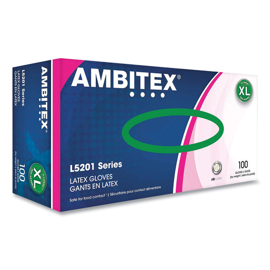 AMBITEX L5201 Series Powder-Free Latex Gloves, 4 mil, X-Large, Cream, 100/Box (LXL5201)