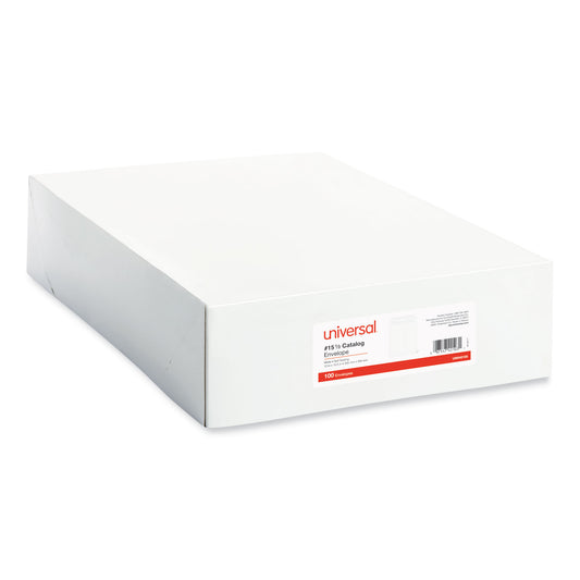 Universal Self-Stick Open End Catalog Envelope, #15 1/2, Square Flap, Self-Adhesive Closure, 12 x 15.5, White, 100/Box (42103)