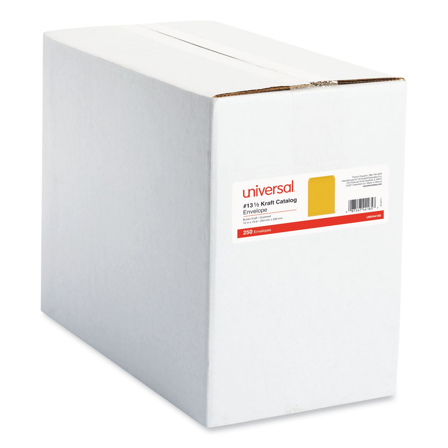 Universal Catalog Envelope, 28 lb Bond Weight Kraft, #13 1/2, Square Flap, Gummed Closure, 10 x 13, Brown Kraft, 250/Box (44165)