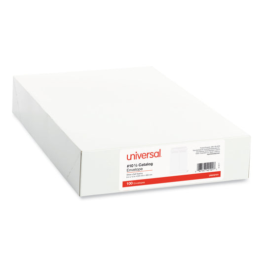 Universal Self-Stick Open End Catalog Envelope, #10 1/2, Square Flap, Self-Adhesive Closure, 9 x 12, White, 100/Box (42101)