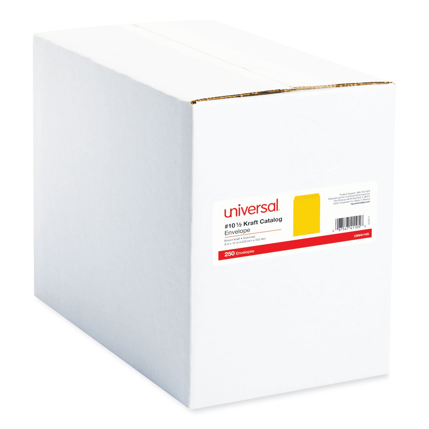 Universal Catalog Envelope, 24 lb Bond Weight Paper, #10 1/2, Square Flap, Gummed Closure, 9 x 12, Brown Kraft, 250/Box (41105)