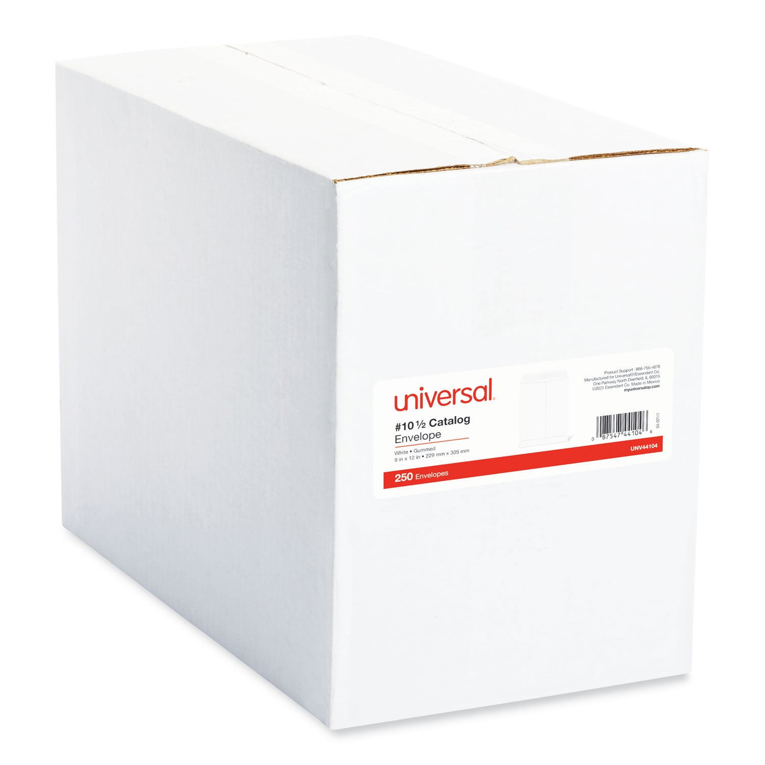 Universal Catalog Envelope, 24 lb Bond Weight Paper, #10 1/2, Square Flap, Gummed Closure, 9 x 12, White, 250/Box (44104)