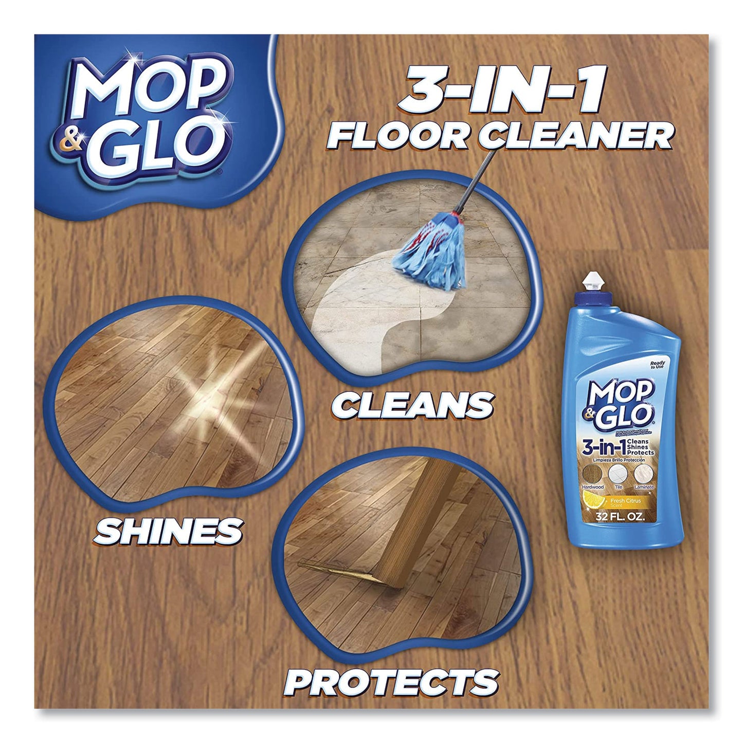  GLO Ready to Use Multi-Surface Floor Cleaner, Fresh Citrus Scent, 32 oz Bottle, 6/Carton (89333CT)