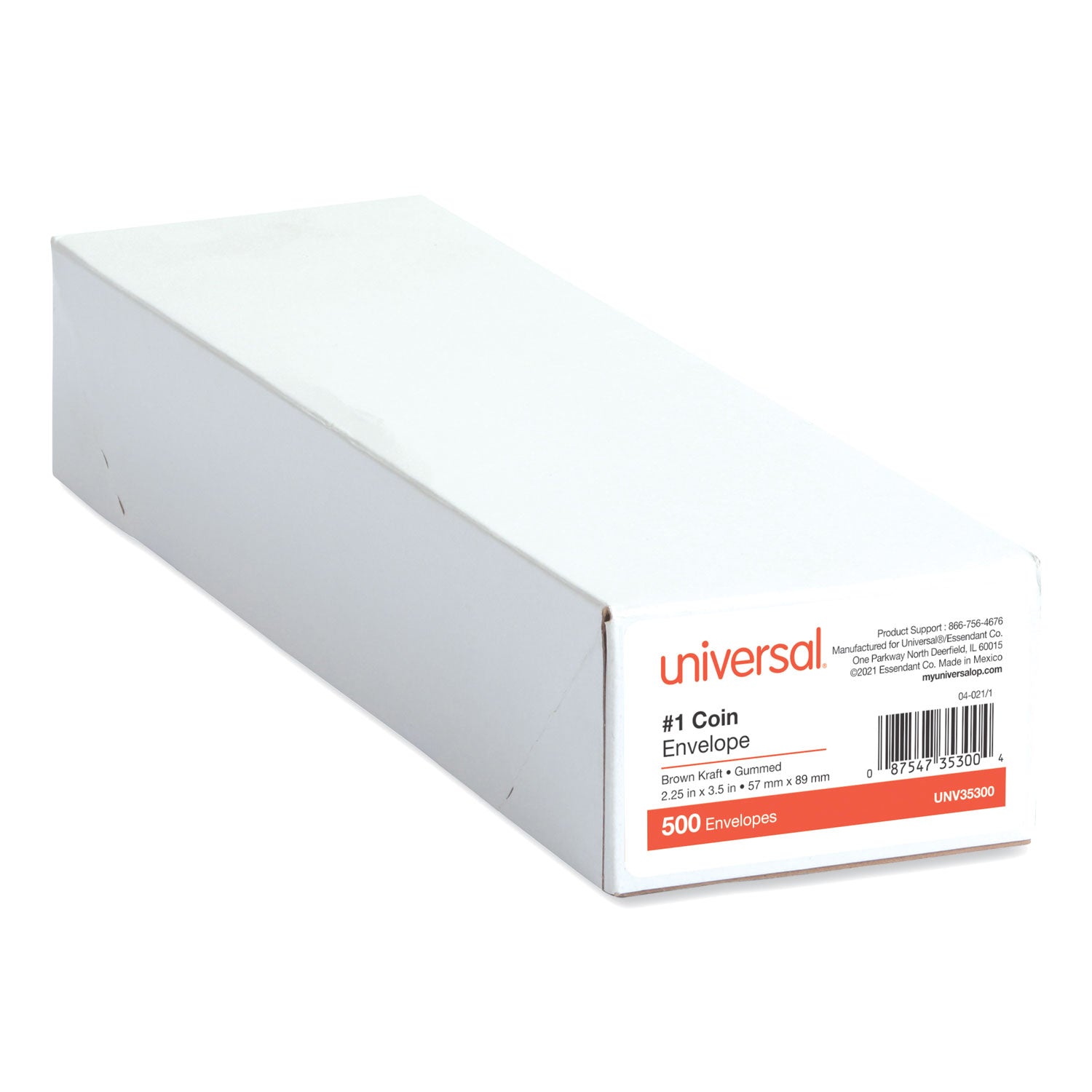 Universal Kraft Coin Envelope, #1, Round Flap, Gummed Closure, 2.25 x 3.5, Light Brown Kraft, 500/Box (35300)