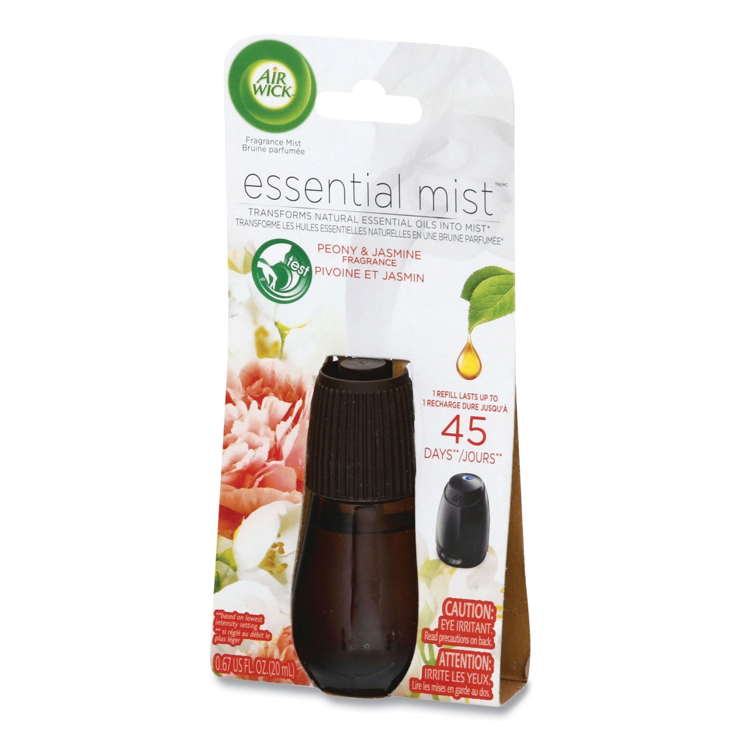 Air Wick Essential Mist Refill, Peony and Jasmine, 0.67 oz Bottle, 6/Carton (98555)