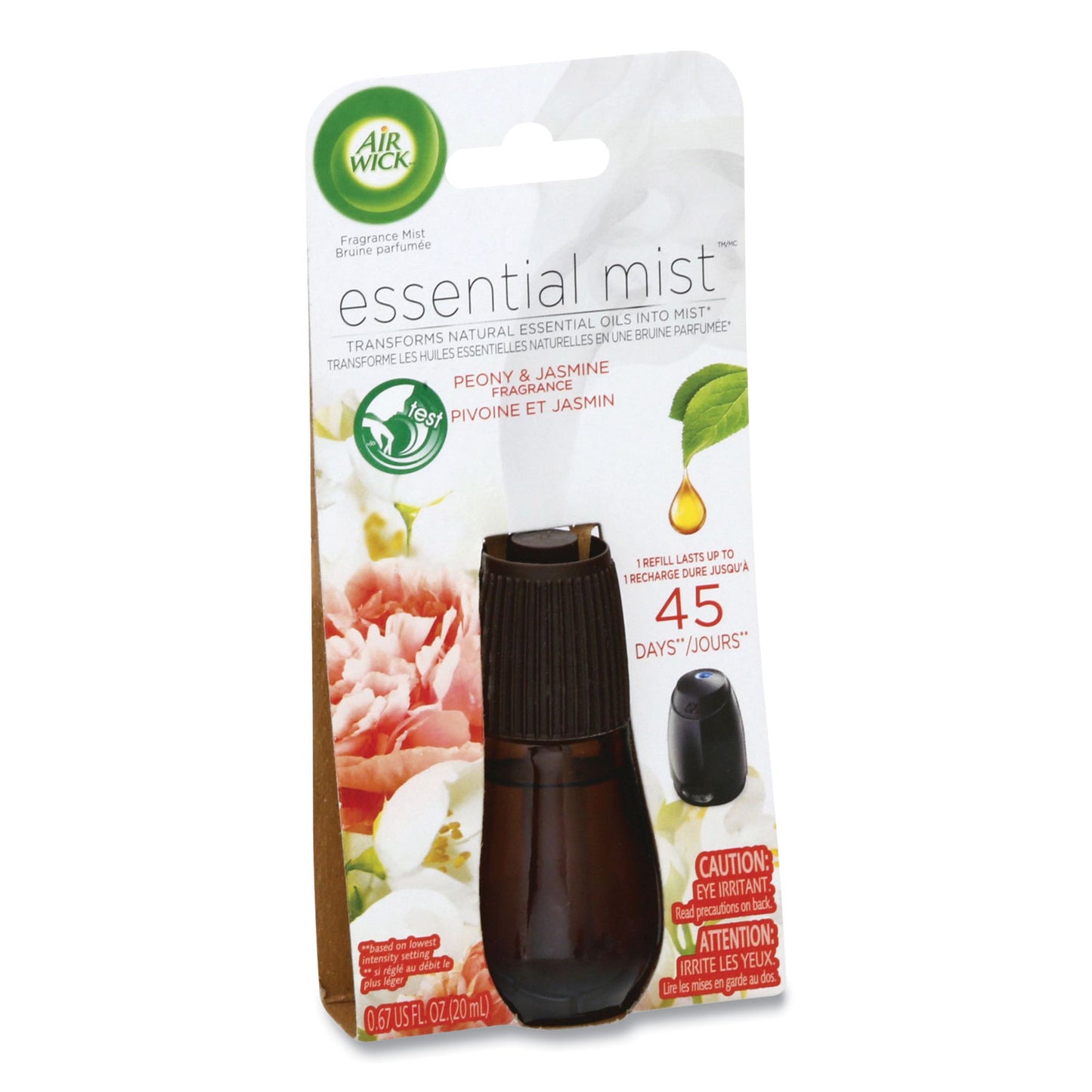 Air Wick Essential Mist Refill, Peony and Jasmine, 0.67 oz Bottle, 6/Carton (98555)