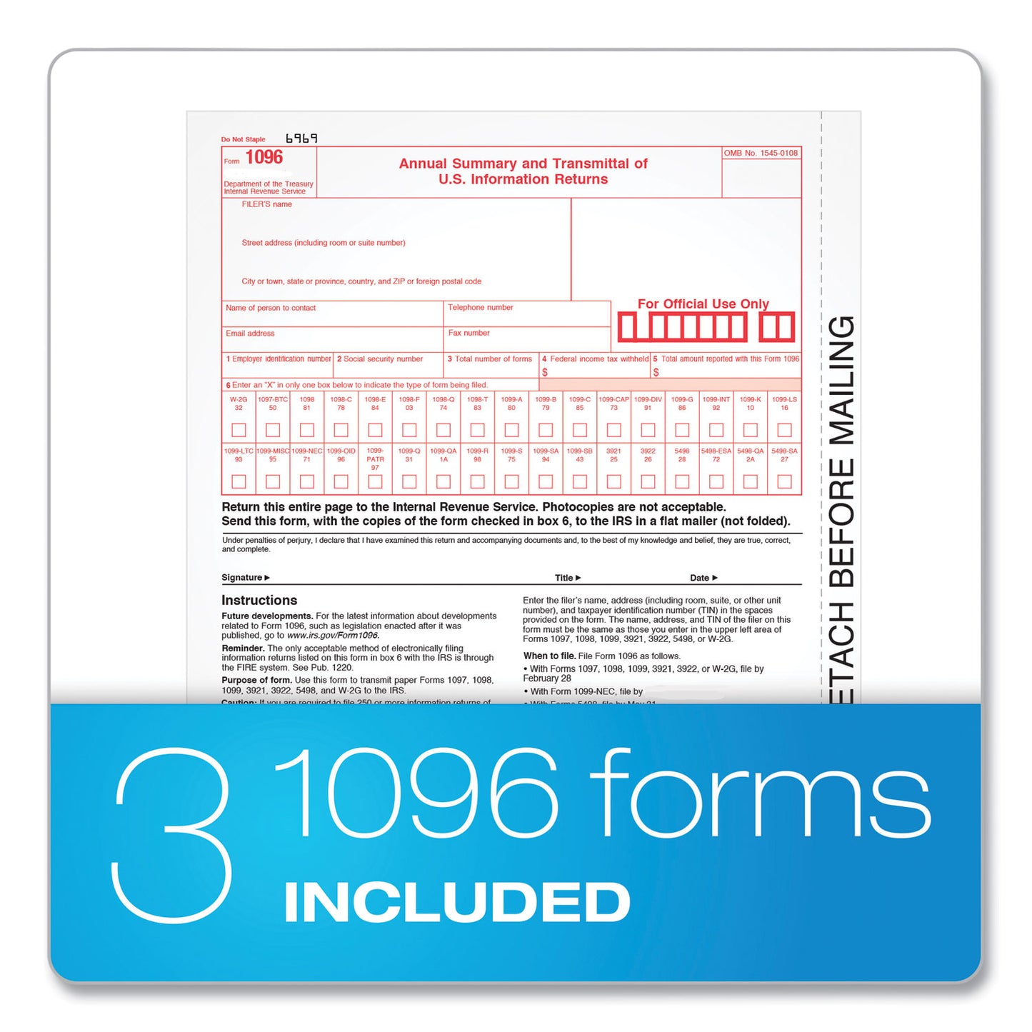 TOPS 1099-NEC Tax Forms, Fiscal Year: 2023, Five-Part Carbonless, 8.5 x 3.5, 3 Forms/Sheet, 50 Forms Total (22993NEC)