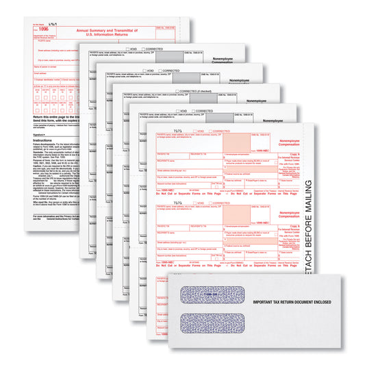 TOPS 1099-NEC Online Tax Kit, Fiscal Year: 2023, Five-Part Carbonless, 8.5 x 3.5, 3 Forms/Sheet, 24 Forms Total (22905KITNEC)