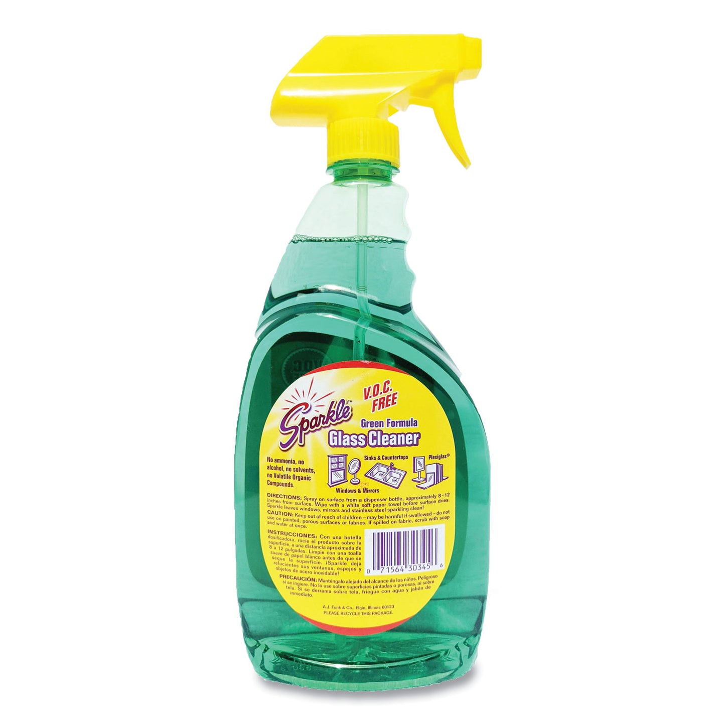 Sparkle Green Formula Glass Cleaner, 33.8 oz Bottle (30345)