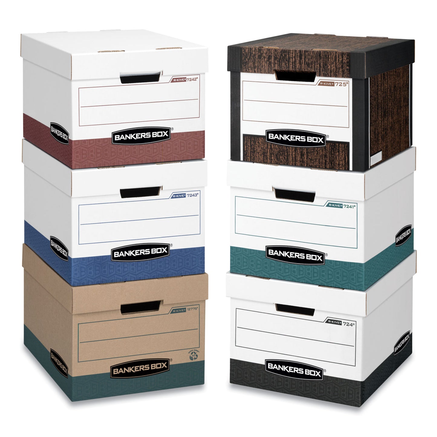 Bankers Box R-KIVE Heavy-Duty Storage Boxes, Letter/Legal Files, 12.75" x 16.5" x 10.38", Woodgrain, 4/Carton (0072506)