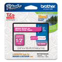 Brother TZ Standard Adhesive Laminated Labeling Tape, 0.47" x 16.4 ft, White/Berry Pink (TZEMQP35)