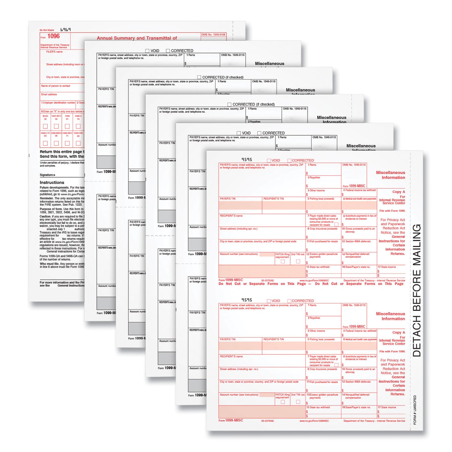TOPS 1099-MISC Tax Forms, Fiscal Year: 2023, Five-Part Carbonless, 8.5 x 5.5, 2 Forms/Sheet, 50 Forms Total (22993MISC)