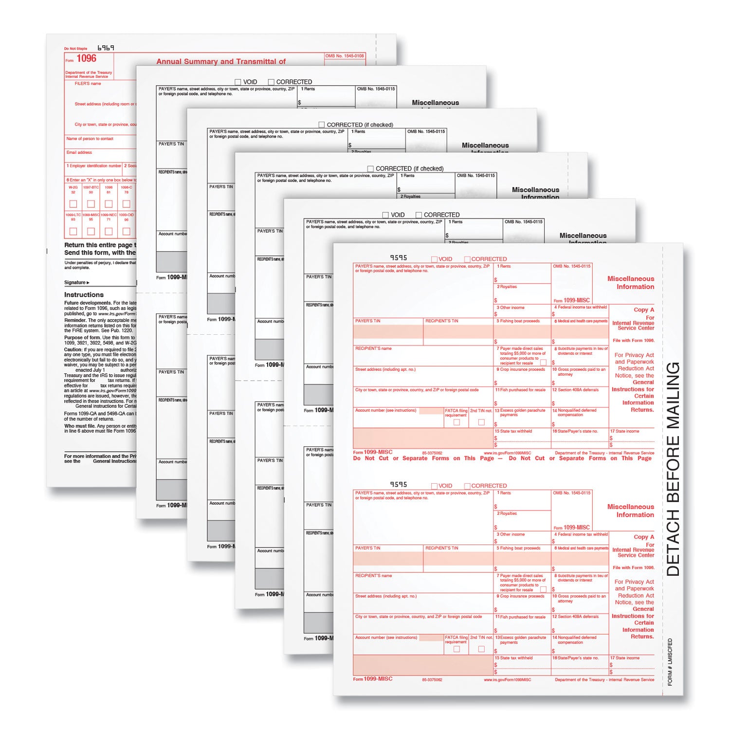 TOPS 1099-MISC Tax Forms, Fiscal Year: 2023, Five-Part Carbonless, 8.5 x 5.5, 2 Forms/Sheet, 50 Forms Total (22993MISC)