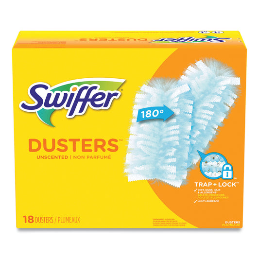 Swiffer Refill Dusters, Dust Lock Fiber, 2" x 6", Light Blue, 18/Box, 4 Boxes/Carton (99036)