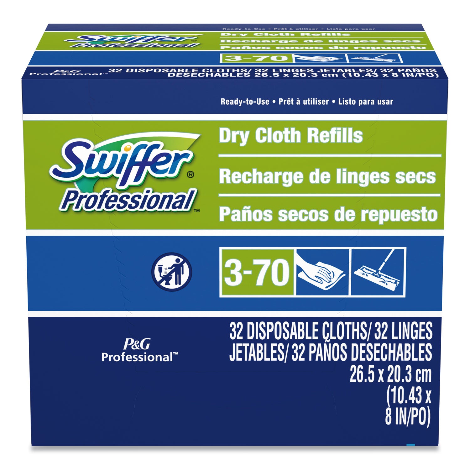 Swiffer Dry Refill Cloths, White, 10.63 x 8, 32/Box, 6 Boxes/Carton (33407CT)