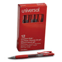 Universal Comfort Grip Gel Pen, Retractable, Medium 0.7 mm, Red Ink, Clear/Red Barrel, Dozen (39914)