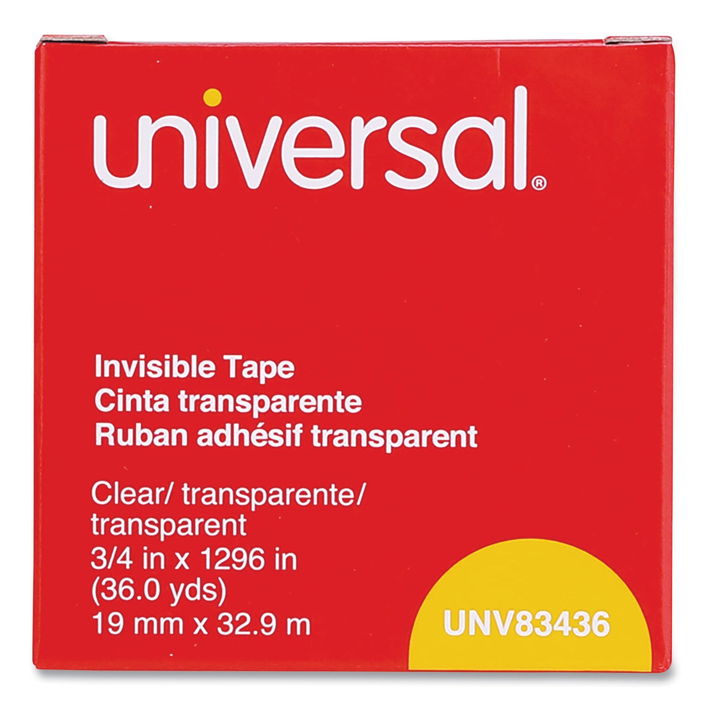 Universal Invisible Tape, 1" Core, 0.75" x 36 yds, Clear (83436)