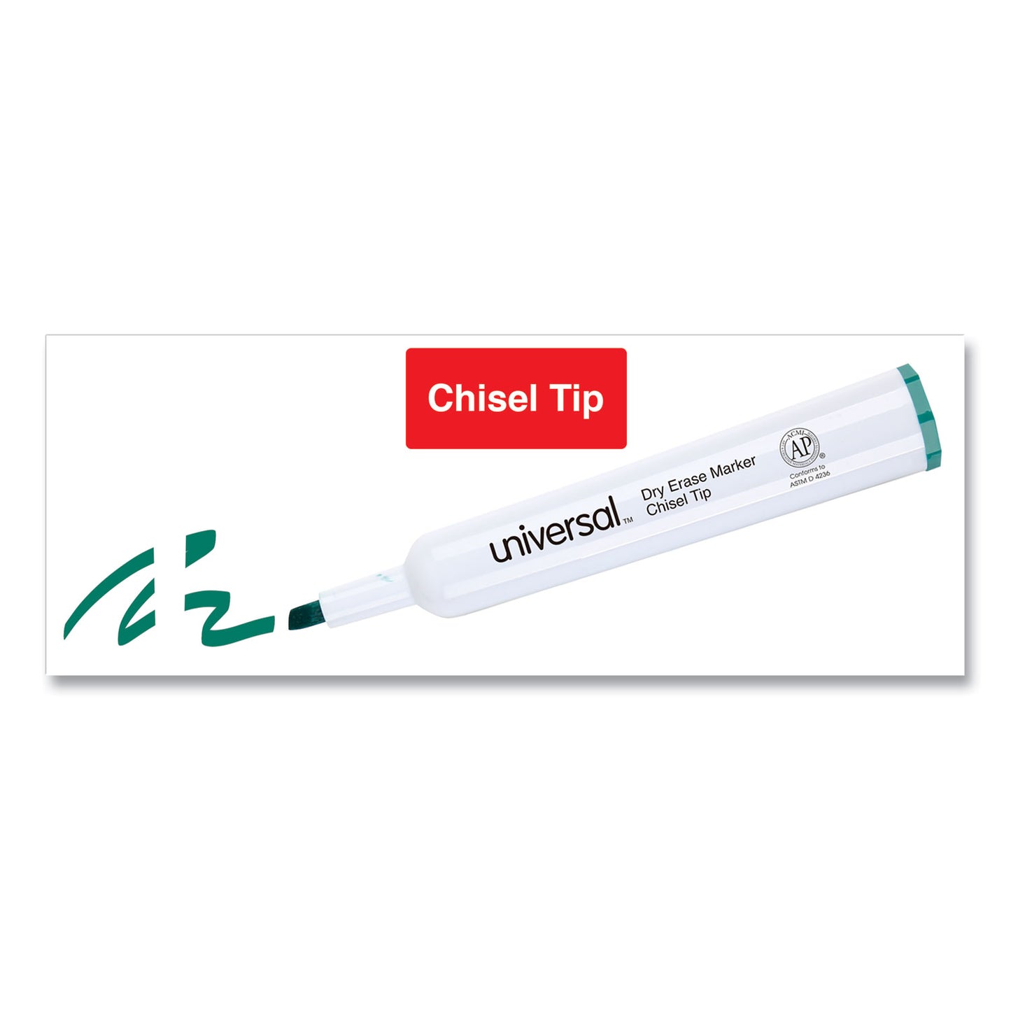 Universal Dry Erase Marker, Broad Chisel Tip, Green, Dozen (43654)