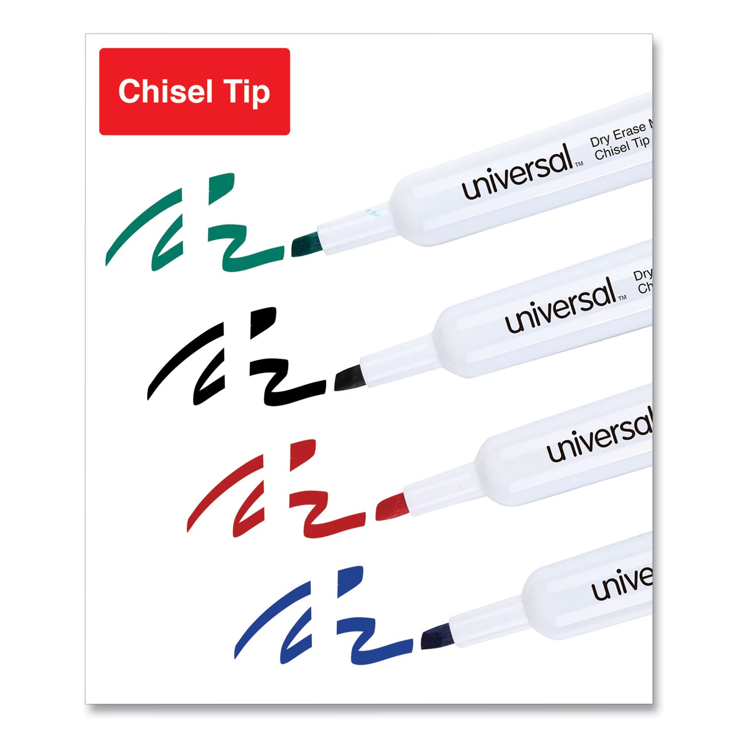 Universal Dry Erase Marker, Broad Chisel Tip, Assorted Colors, 4/Set (43650)