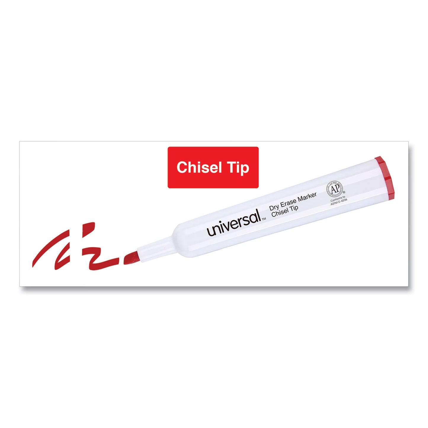 Universal Dry Erase Marker, Broad Chisel Tip, Red, Dozen (43652)