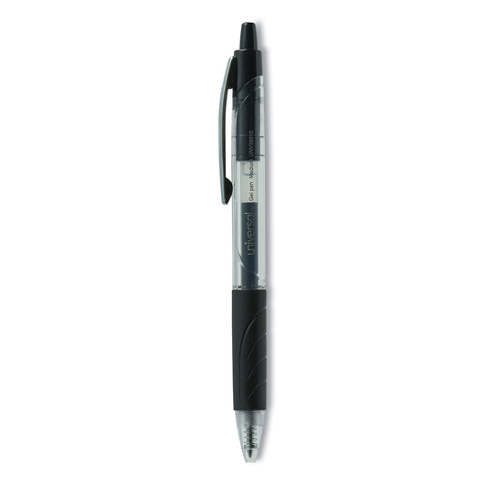 Universal Comfort Grip Gel Pen, Retractable, Medium 0.7 mm, Black Ink, Clear/Black Barrel, 36/Pack (39910)