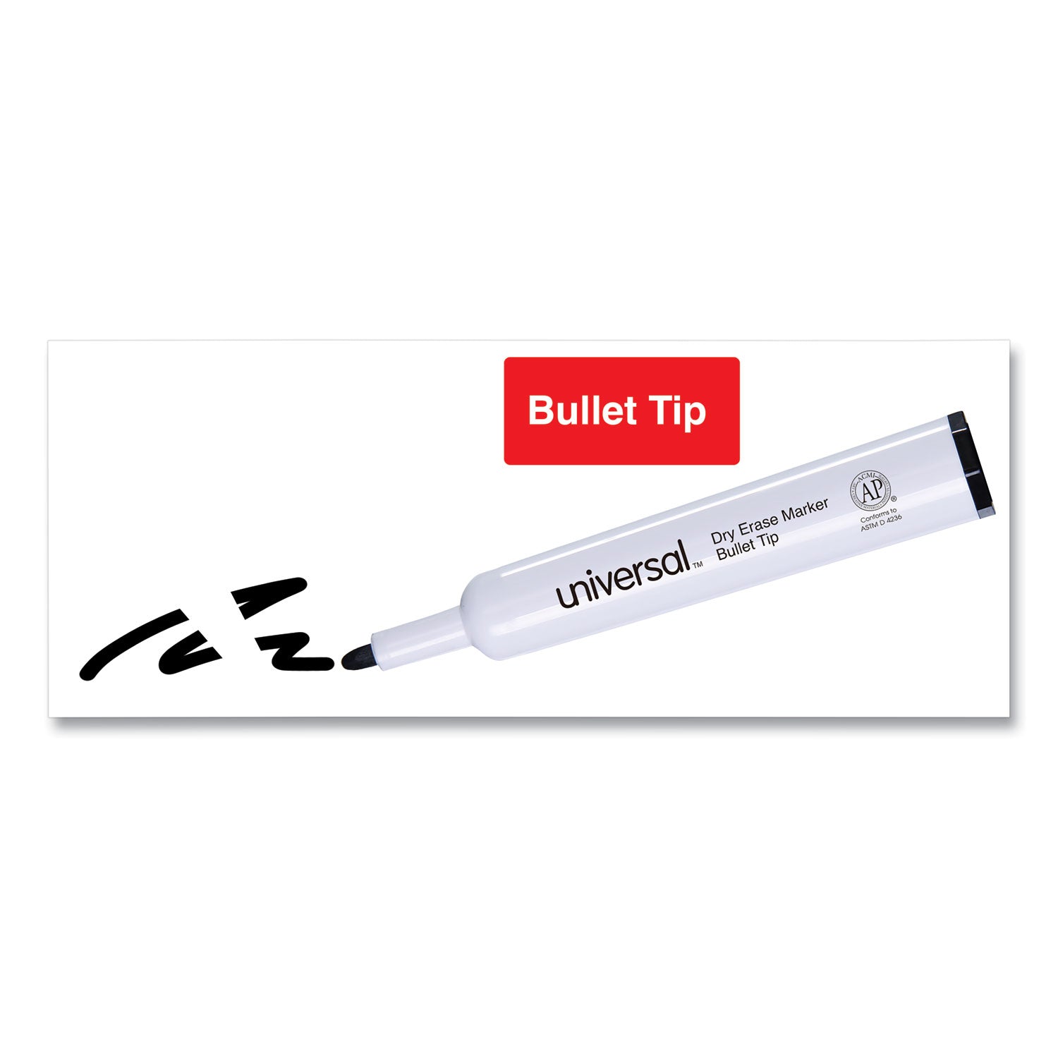 Universal Dry Erase Marker, Medium Bullet Tip, Black, Dozen (43681)