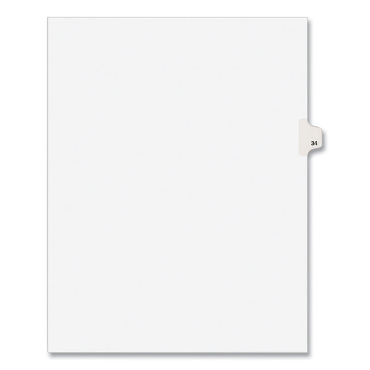 Preprinted Legal Exhibit Side Tab Index Dividers, Avery Style, 10-Tab, 34, 11 x 8.5, White, 25/Pack, (1034) (01034)