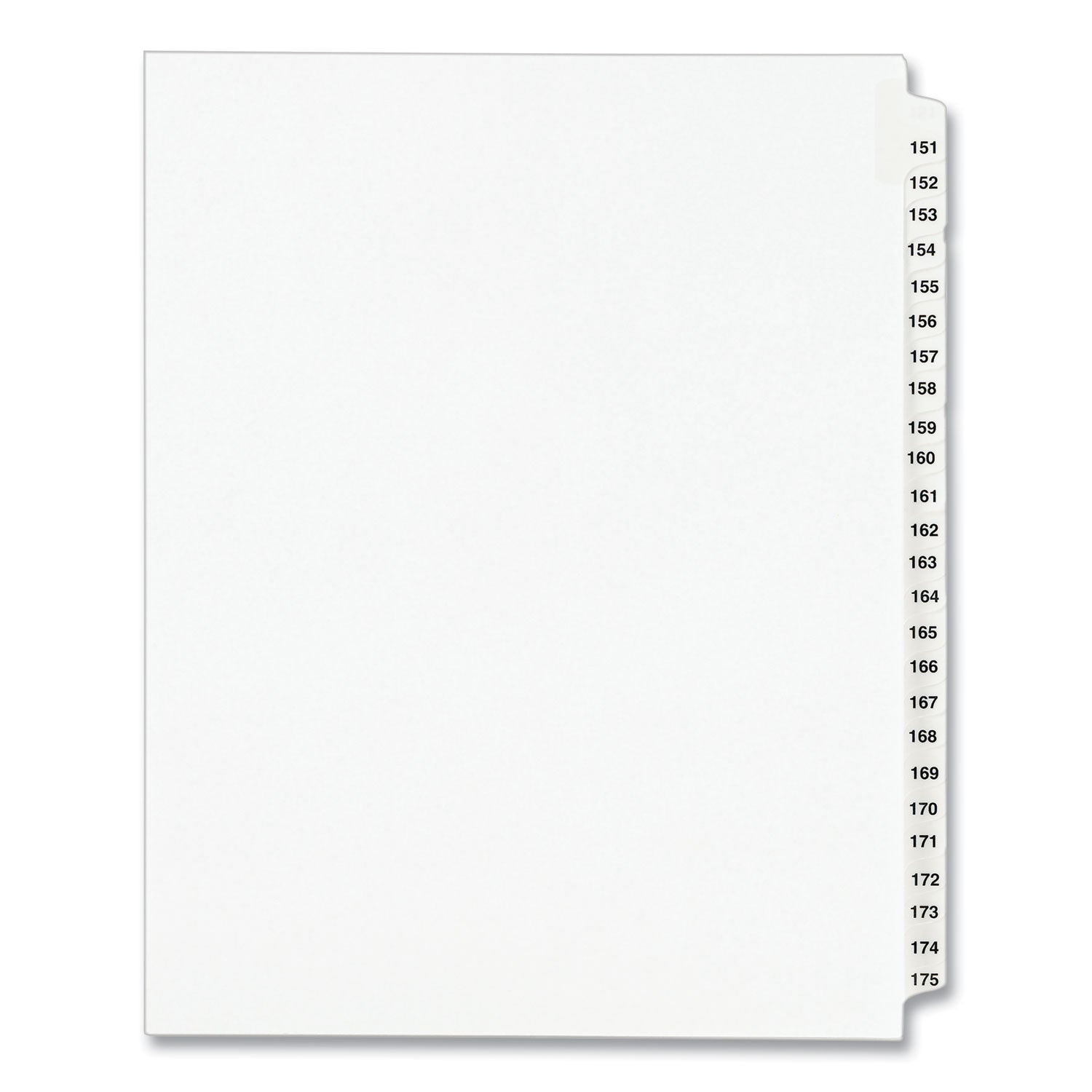 Preprinted Legal Exhibit Side Tab Index Dividers, Avery Style, 25-Tab, 151 to 175, 11 x 8.5, White, 1 Set, (1336) (01336)