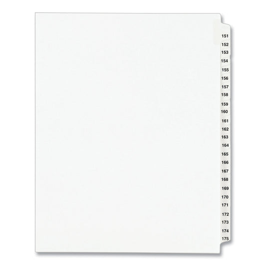 Preprinted Legal Exhibit Side Tab Index Dividers, Avery Style, 25-Tab, 151 to 175, 11 x 8.5, White, 1 Set, (1336) (01336)