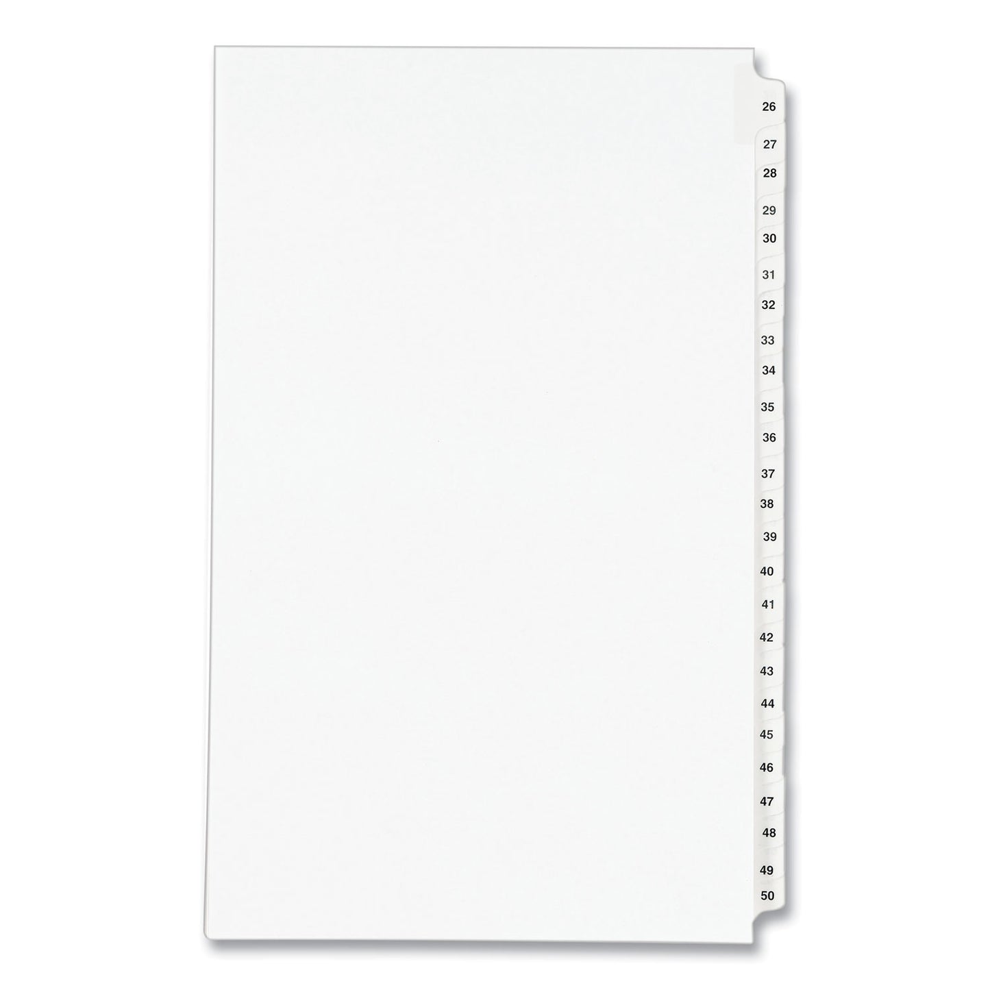 Preprinted Legal Exhibit Side Tab Index Dividers, Avery Style, 25-Tab, 26 to 50, 14 x 8.5, White, 1 Set, (1431) (01431)